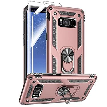 Imagem de Androgate Capa para Samsung Galaxy S8 Plus com protetores de tela HD, suporte de anel de metal de nível militar com suporte de 4,5 m, capa à prova de choque testada contra quedas para Samsung Galaxy