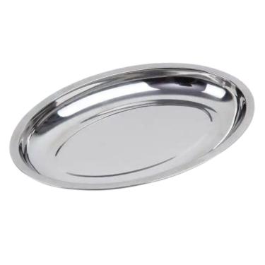 Imagem de Travessa Oval Inox Funda Porções Parmegiana Arroz 30 Cm