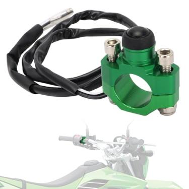 Imagem de IUVWISN Interruptor de parada de motor para motocicleta, botão de partida universal CNC verde - com placa traseira de montagem|para Dirt Pit Mini Bike ATV MX Motocross Scooter Quad|Operação estável |