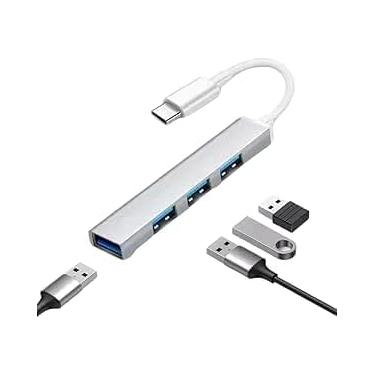 Imagem de Hub USB 3.0 4 Portas - 5 Gbps Alta Velocidade - Divisor e Expansor de Porta USB - Para Notebook, PC e MacBook - Modelo 2 em 1 com USB-C