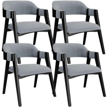 Imagem de Kit 4 Cadeiras Sala De Jantar Estar Living Estofada Suran L02 Preto Bo