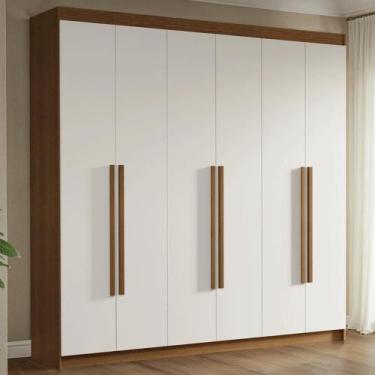 Imagem de Guarda-Roupa Casal 6 Portas Batentes Rustic/Branco/Rustic Venus Madesa