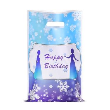 Imagem de Yzzhaoo 30 peças de lembrancinhas de festa de floco de neve, sacolas de lembrancinhas de princesa com alças para crianças, tema de festa de aniversário, doces, pequenos sacos de presente