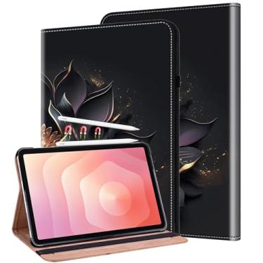 Imagem de KEFBWAO Capa para Samsung Galaxy Tab S11 2025 11 polegadas SM-X736B/SM-X730 com suporte para S Pen, capa flip carteira de couro à prova de choque, lótus roxo