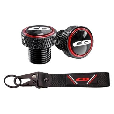 Imagem de BYYINGSUS Chaveiro de motocicleta Parafuso de tampa do furo do espelho traseiro compatível com CB650R CB650F CB500F CB500X CB1000R Cb400 CB600F CB 650R (1 conjunto vermelho)