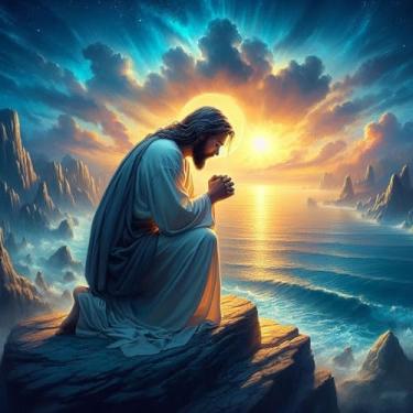 Imagem de ARPADAMO Kits de arte de diamante para adultos, 5D Jesus Seashore Prayer Diamond Painting DIY Jesus Diamond Art Kit de pintura de diamante para adultos, diamantes redondos completos, kits de arte de