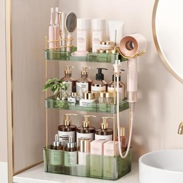 Imagem de Weidace Organizador de balcão de banheiro, bandeja de grande capacidade, organizador de prateleira, armazenamento de fácil montagem para banheiro, embaixo da pia, armário e organização de armários