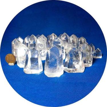 Imagem de 100 Pontas de Cristal Polido Liso Natural Média 40mm Classe A - Crista