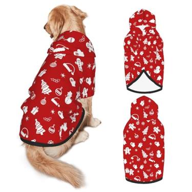 Imagem de Fantasia de cachorro de Natal com capuz para cães grandes - fantasia de Natal macia para animais de estimação com orifício e bolso, roupas engraçadas para cães de raça média a grande menino/menina - G