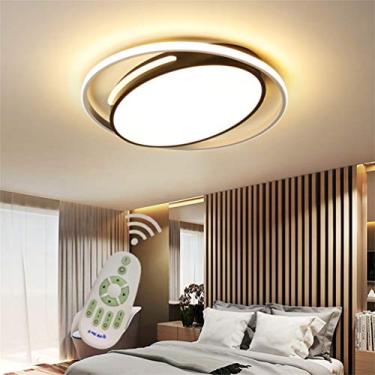 Imagem de Luminária de teto LED regulável para sala de estar e sala de jantar, lâmpadas de teto com controle remoto, design oval redondo, lustre de acrílico de metal para cozinha, banheiro, escritório