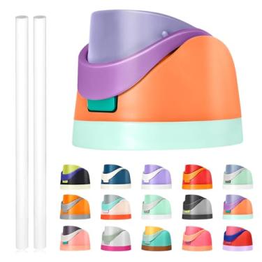 Imagem de Tampa de substituição para Owala Freesip, compatível com Owala Cup 473 ml, 680 g, 946 ml, 1,134 g, acessório de substituição e canudos, à prova de vazamento, livre de BPA (azul laranja)