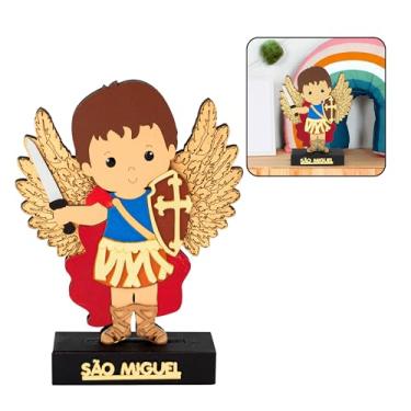 Imagem de Imagem Infantil São Miguel Arcanjo MDF 16cm Base Decorativa Presente Religioso (São Miguel)