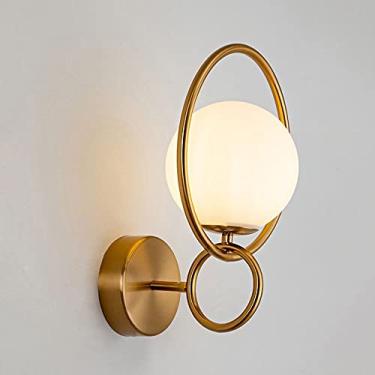 Imagem de Luminária de parede globo moderna, arandela interna de vidro branco, luminária de parede geométrica, luminárias de cabeceira para quarto, cabeceira, sala de estar, corredor, varanda, base E2