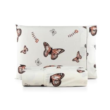 Imagem de Jogo de Lençol Viúva 2 Peças (200x100x40) 100% Algodão 200 Fios Estampado Borboletas (Estampado)