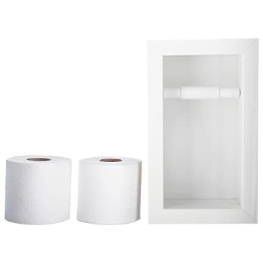 Imagem de Nicho Design Porta Papel Higiênico de Embutir, Porcelanato Polido - (Branco) 15x27x11cm, Moderno, com Reservatório para 2 Rolos e Rolete