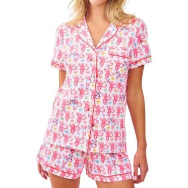 Imagem de Conjunto de pijamas Zelbuck femininos Y2k Preppy Monkey Beach Shorts