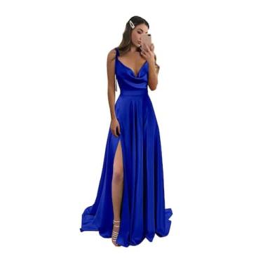 Imagem de Vestido de dama de honra Monvelli A Line Satin Royal Blue Tamanho 2