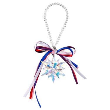 Imagem de Enfeite Cristal Anual Natal 2025, Enfeite Cristal Colorido Forma Estrela Apanhador Sol com Corrente e Fita Pingente para Pendurar Árvore Natal Decoração e Presente