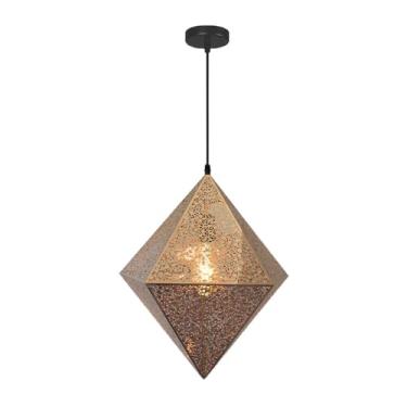 Imagem de YQSLQZZ Luzes de teto suspensas para sala de jantar de aço inoxidável, luminária pendente de ilha de cozinha industrial vintage, lustre de casa de fazenda de esqueleto dourado, altura ajustável, para