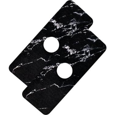 Imagem de 2 peças tapete de torneira de pia de cozinha forte absorvente tapete absorvente antiderrapante tapete de pia de secagem rápida tapete de pia padrão de mármore alça coletor de gotejamento tapete de