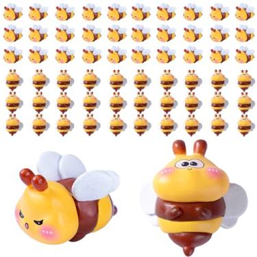Imagem de AKV Mini abelhas de resina, mini abelhas fofas para artesanato, casas de bonecas, jardim, festa de aniversário, estatueta de desenho animado de pequenas abelhas para decoração de painel de carro