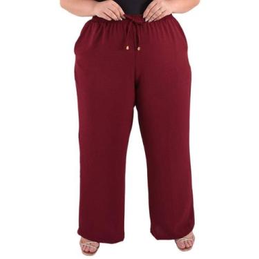 Imagem de Calça Pantalona Plus SIze Feminina Cintura Alta Dunas Tendencia - Lori