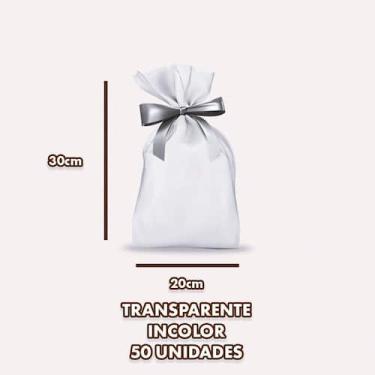 Imagem de Saco Plástico PP Transparente Incolor Brilhante Embalagem 50 Unidades 