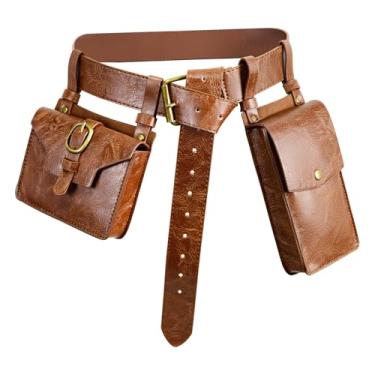 Imagem de Bolsa de cinto medieval, bolsa de couro, cintos viking, conjuntos de acessórios renascentistas, fantasia de pirata e cosplay