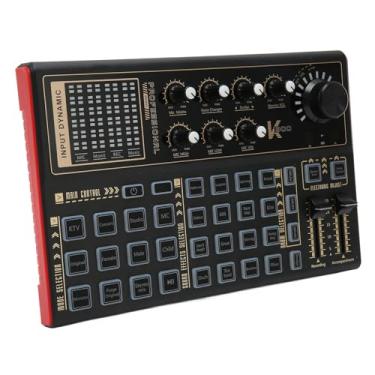 Imagem de aqxreight Placa Misturadora de Som Profissional Com Efeitos de Trocador de Voz e Luzes Coloridas para karaokê, Transmissão Ao e Gravação de Música (Preto)