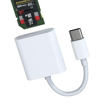 Imagem de Adaptador de leitor de cartão micro SD USB C para SD (2 em 1) para cartão de memória TF para Apple para iPhone16 15 Pro para iPad Mac compatível com câmera Samsung, Android, laptop, computador de