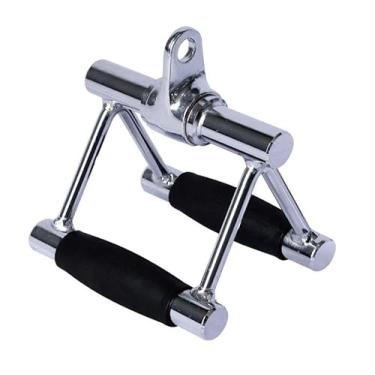 Imagem de Puxador Triângulo Maciço Cromado com Giro e Pegada Emborrachada - treino Academia Estudio