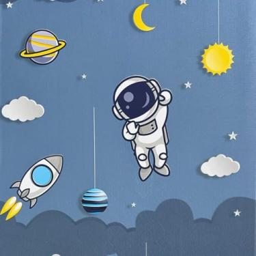 Imagem de Papel de Parede Adesivo Sala Quarto Ripas Madeira Clara Lisa Autocolante 5m x 45cm. (Astronauta)