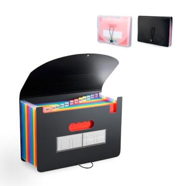 Imagem de Pasta Sanfonada A4 12 Divisorias, Organizadora Documentos, Pasta Arquivos, Pasta Sanfonada, Pasta para Documentos (Preto)