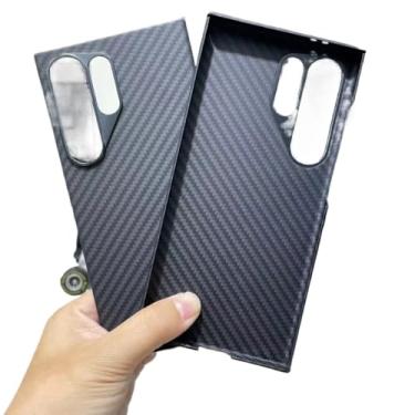 Imagem de Waillynice Capa de fibra de carbono original para Samsung Galaxy S24 Ultra anti-queda de fibra de aramida design S24ultra capa (preto (anel) grande, para S24 Ultra)