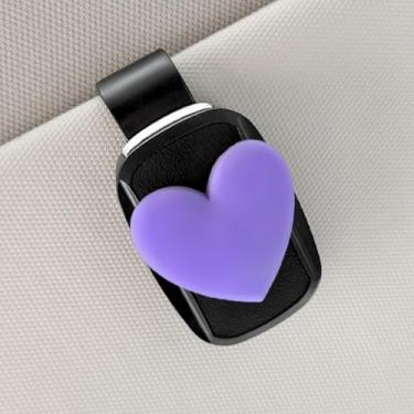 Imagem de Cute White Car Visor Sunglasses Holder with Pink Pad & Red Heart, Secure Clip-on Eyewear Organizer for Women Men, Easy Install Automotive Accessory​
