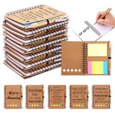 Imagem de 30 conjuntos de presentes de agradecimento de funcionários a granel presentes de agradecimento da faculdade graduado em espiral inspirador com notas adesivas canetas esferográficas motivacionais de