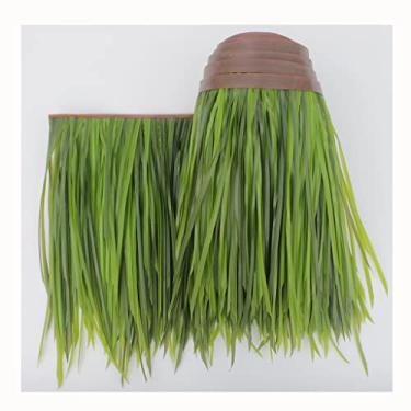 Imagem de Rolo de palha falsa de palmeira de palha simulação de telha de palha de plástico para casa de fazenda telhado de palha para grama à prova de fogo Pe grama artificial (amarelo, 0,5 x 1 m/1,64 x 3,8 m)