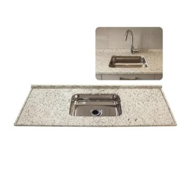 Imagem de Pia Cozinha Granito Arabesco 120cm Cuba Inox 14cm Completo