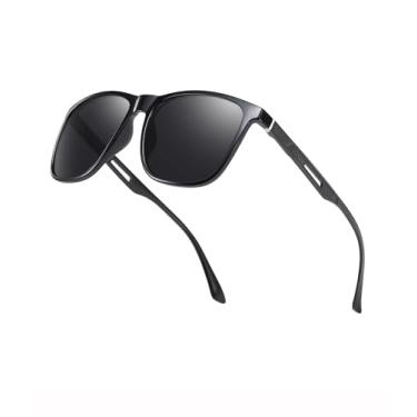 Imagem de Óculos de sol polarizados femininos masculinos modernos óculos de sol quadrados dirigir pesca golfe SY6048, Armação preta | Lente preta, Large