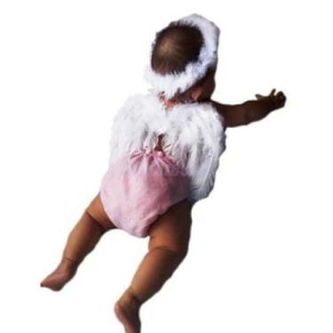 Imagem de Feather Angel Wings + Halo para bebê - branco - 16 x 27 cm - Lightbek 
