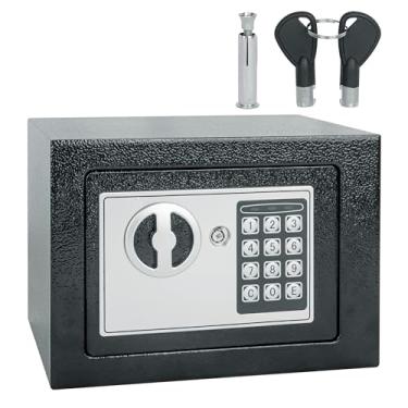 Imagem de Startools Cofre Digital Eletrônico com Teclado, Preto, 17x23x17cm, Sistema de Dupla Segurança com Chave e Senha, Aço Resistente