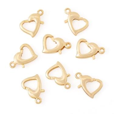 Imagem de Fechos de garra de lagosta de latão, 8 peças, banhado a ouro 18K, fecho de pulseira, fecho de gancho, gancho de lagosta, para brincos faça você mesmo, colar, corrente de cintura, 1,3 x 0,9 x 0,3 cm