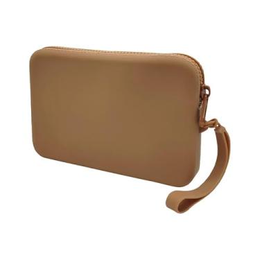 Imagem de Bolsa de armazenamento retangular com alça macia de silicone, organizador multiuso para viagens e uso diário (marrom)