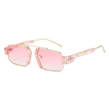 Imagem de Óculos de Sol Feminino com Lentes Transparentes Degradê Oceano, Proteção UV400 e Proteção Masculina para Esportes ao Ar Livre, Corrida e Ciclismo, Degradê Rosa Dourado