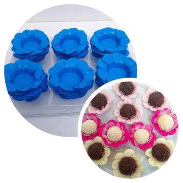 Imagem de Forminhas para doces finos Forminhas Flor para festas casamento aniversário (Azul royal)