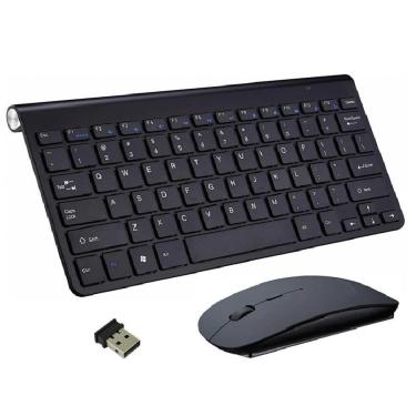 Imagem de Kit Mini Teclado E Mouse Wireless Slim Plug Play 2.4ghz - Preto