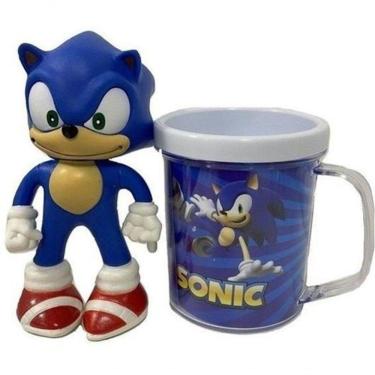 Imagem de Kit Sonic The Hedgehog Caneca + Boneco 16Cm