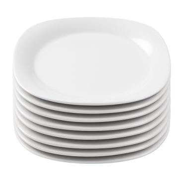 Imagem de Conjunto 8 Pratos Rasos Em Melamina Para Sobremesa Branco 20cm