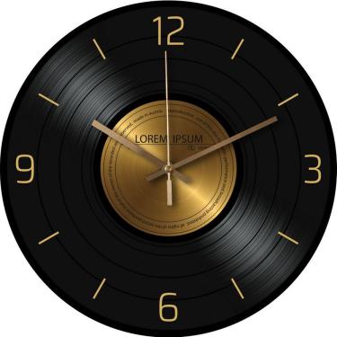 Imagem de Relógio de parede com design de disco de vinil retrô de 30 cm silencioso sem tique-taque