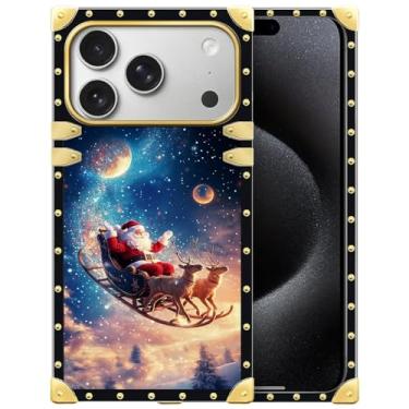 Imagem de DAIZAG Capa compatível com iPhone 17 Pro, galáxia estrelada de Natal, trenó, decoração dourada, capa protetora de TPU macio, antiarranhões para iPhone 17 Pro
